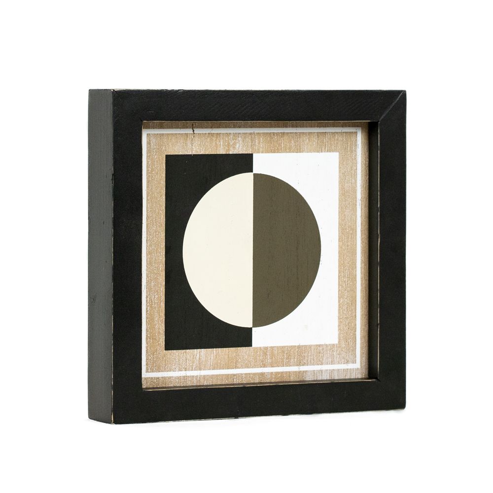 8" Reversible Wood Frame Sign - Stem/Circle | Multicolor | Neutral Mod Collection