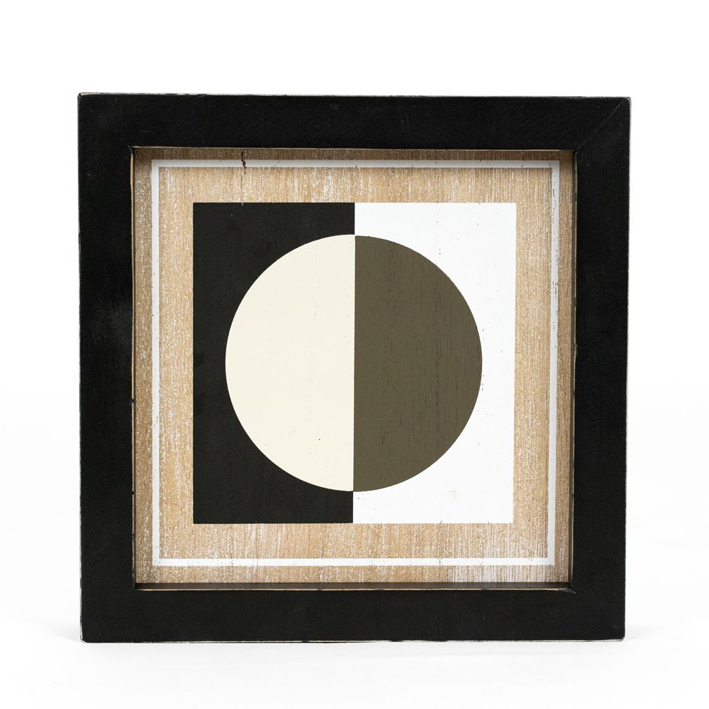 8" Reversible Wood Frame Sign - Stem/Circle | Multicolor | Neutral Mod Collection
