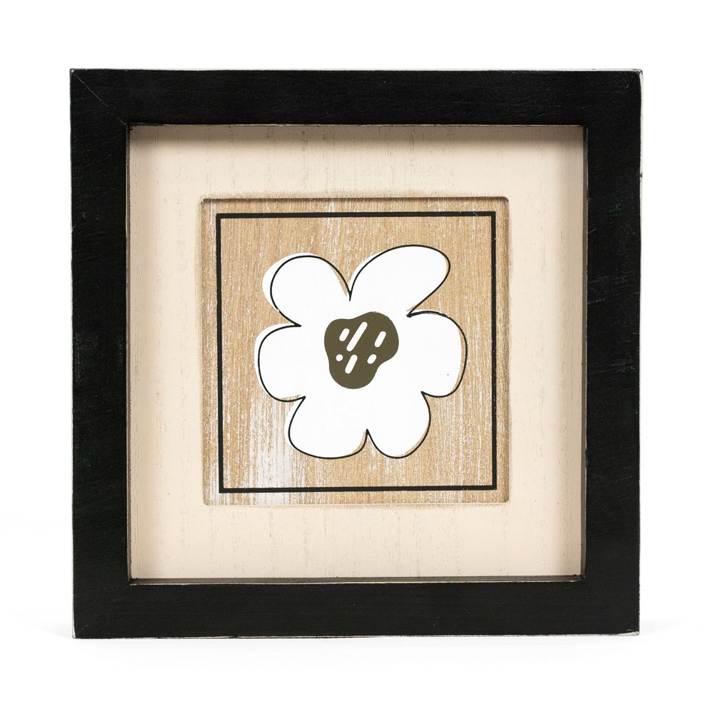 8" Reversible Wood Frame Sign - Flower/Propeller | Multicolor | Neutral Mod Collection