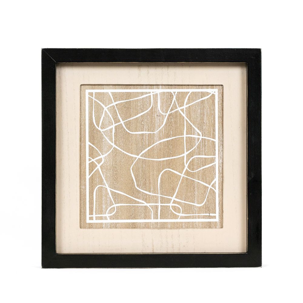 12" Reversible Wood Frame Sign - Fatria/Abstract | Multicolor | Neutral Mod Collection
