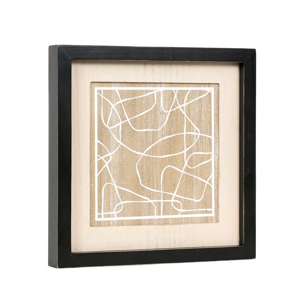 12" Reversible Wood Frame Sign - Fatria/Abstract | Multicolor | Neutral Mod Collection