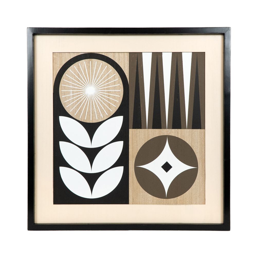 24" Reversible Wood Frame Sign - Pattern/Floral | Multicolor | Neutral Mod Collection