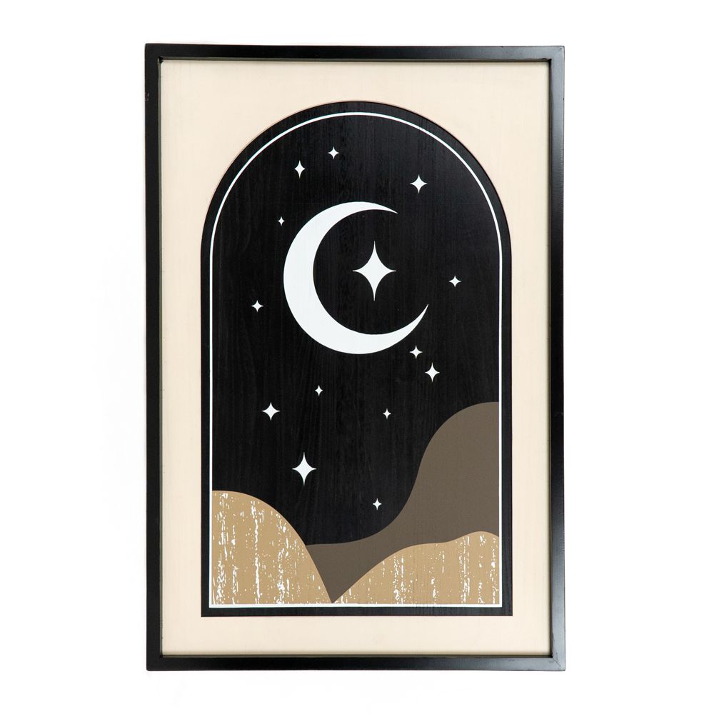 24" x 36" Reversible Wood Frame Sign - Moon/Minimal | Multicolor | Neutral Mod Collection