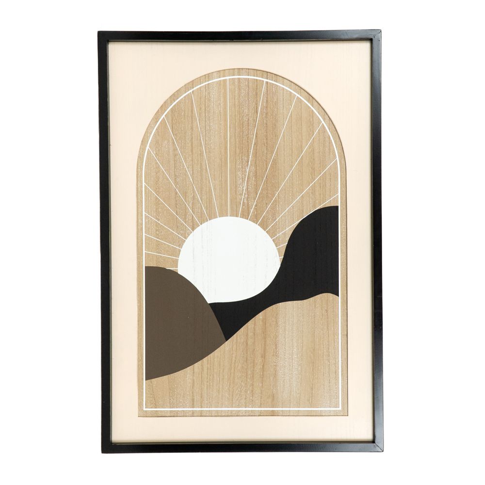 24" x 36" Reversible Wood Frame Sign - Sun/Minimal | Multicolor | Neutral Mod Collection