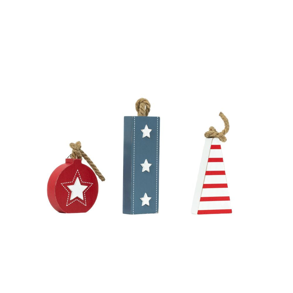 7" Chunky Wood Shape Set of 3 - Fireworks | American Summer Collection