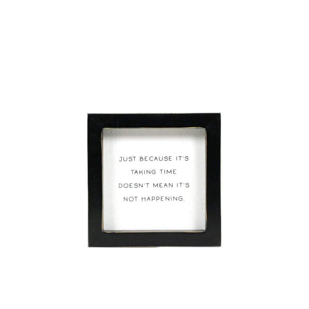 5x5x1.5 wood frame sign (TIME) wh/bk