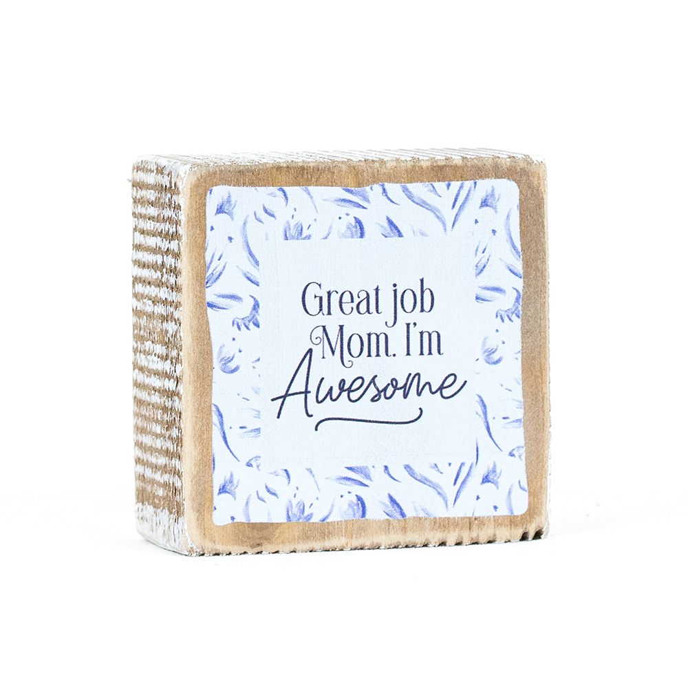 3" Reversible Wood Frame Sign - Awesome/Mom | Mother's Day Collection