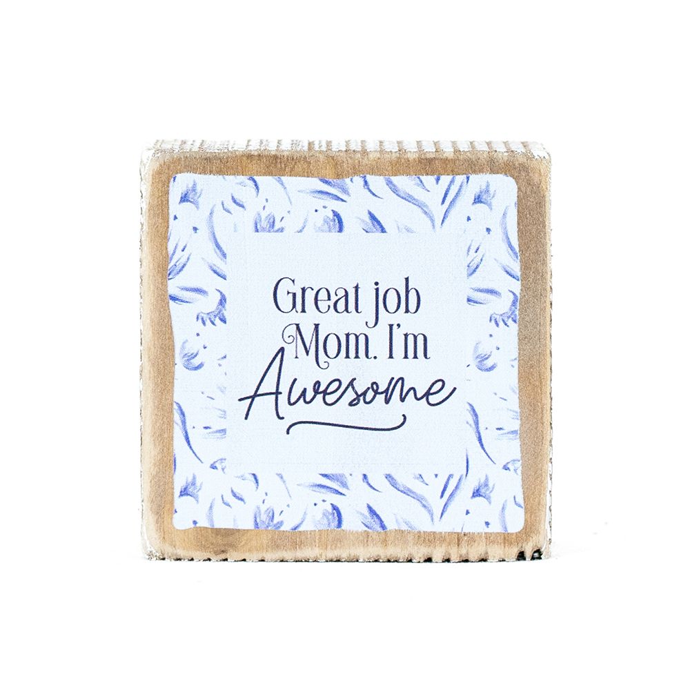 3" Reversible Wood Frame Sign - Awesome/Mom | Mother's Day Collection