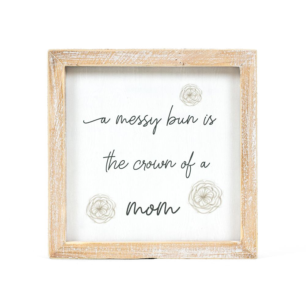 7" Reversible Wood Frame Sign - Mom/Crown | Multicolor | Mother's Day Collection