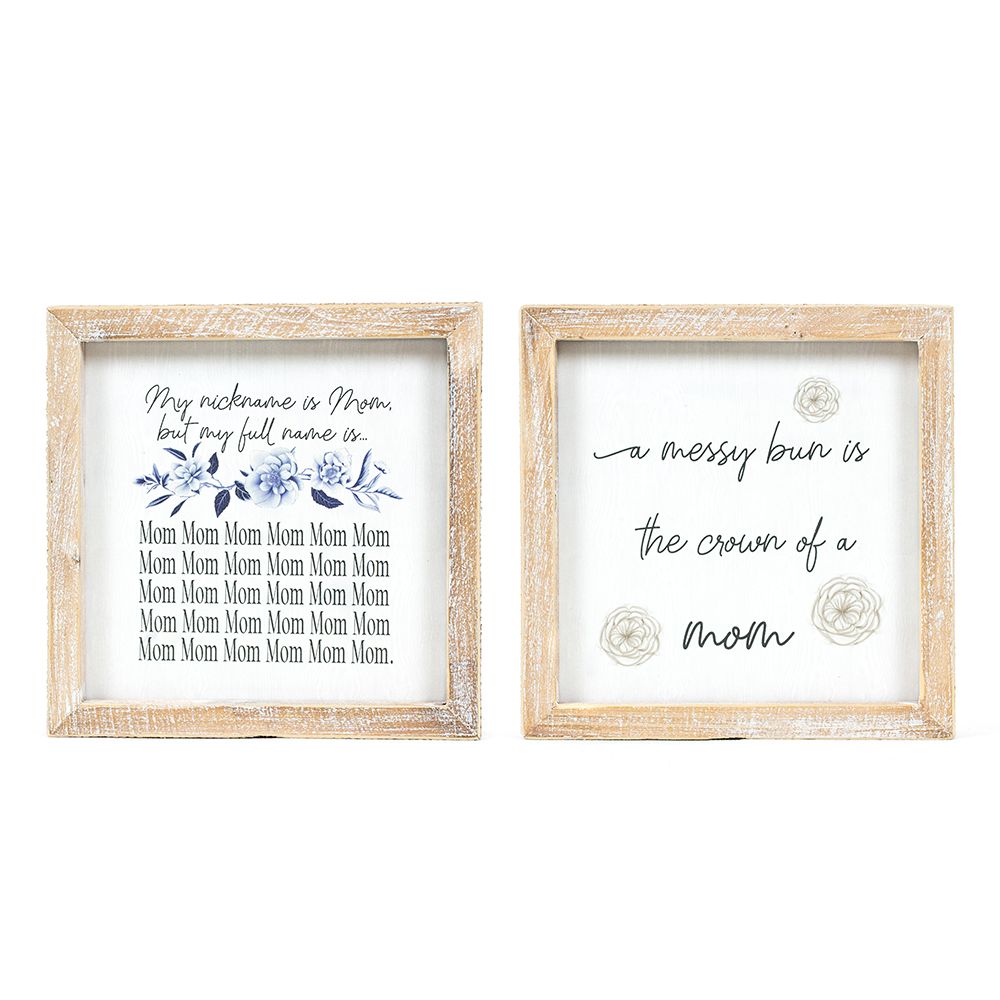 7" Reversible Wood Frame Sign - Mom/Crown | Multicolor | Mother's Day Collection
