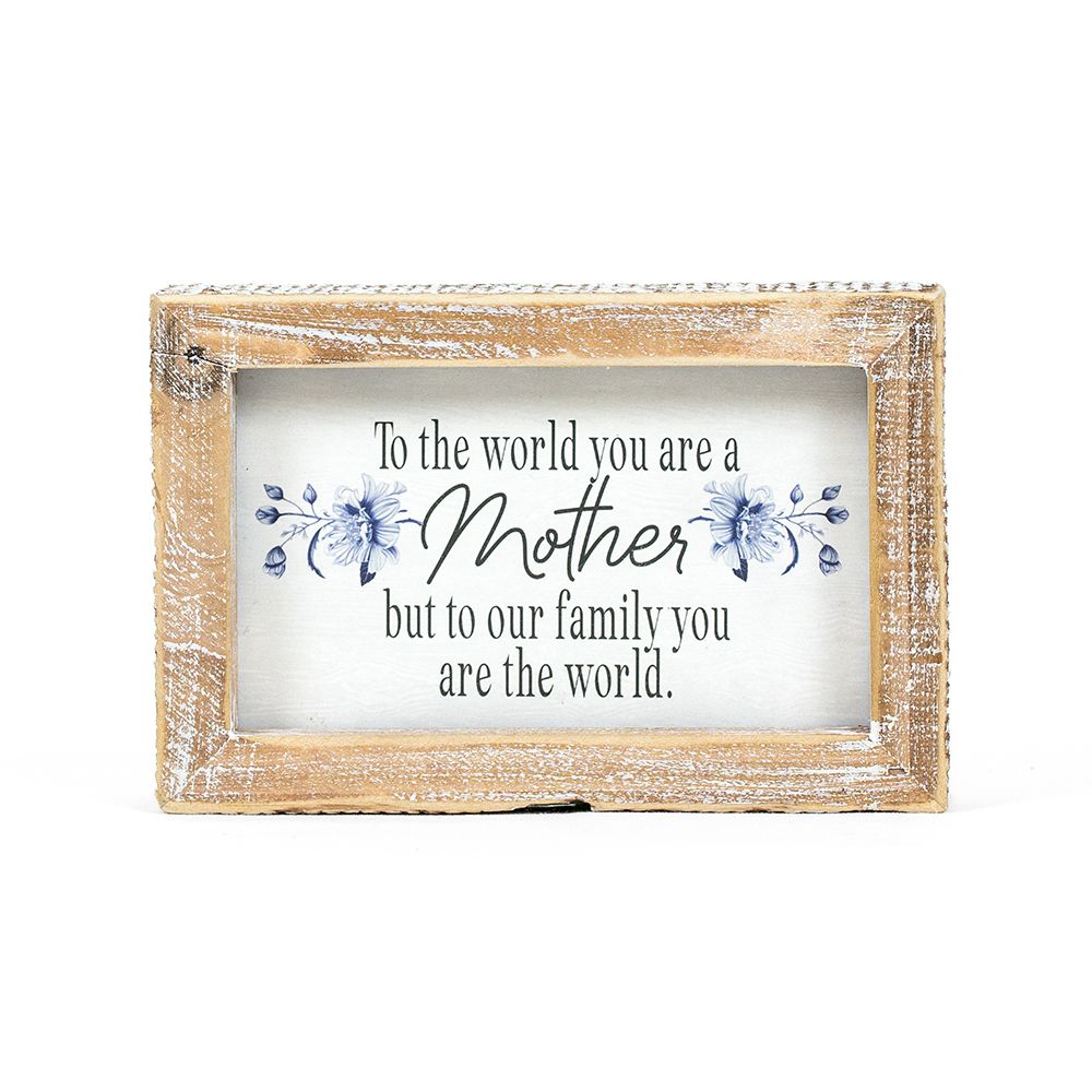 6" x 4" Reversible Wood Frame Sign - World/Blessing | Multicolor | Mother's Day Collection