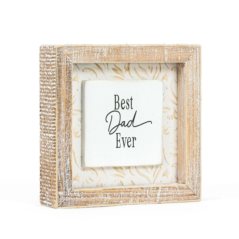 5" Reversible Wood Frame Sign - World/Dad | Father's Day Collection