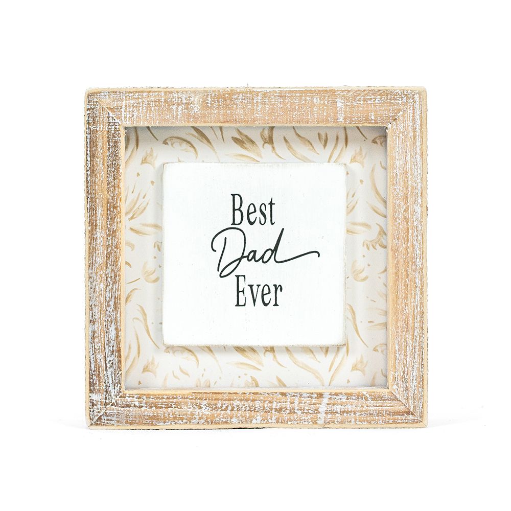 5" Reversible Wood Frame Sign - World/Dad | Father's Day Collection