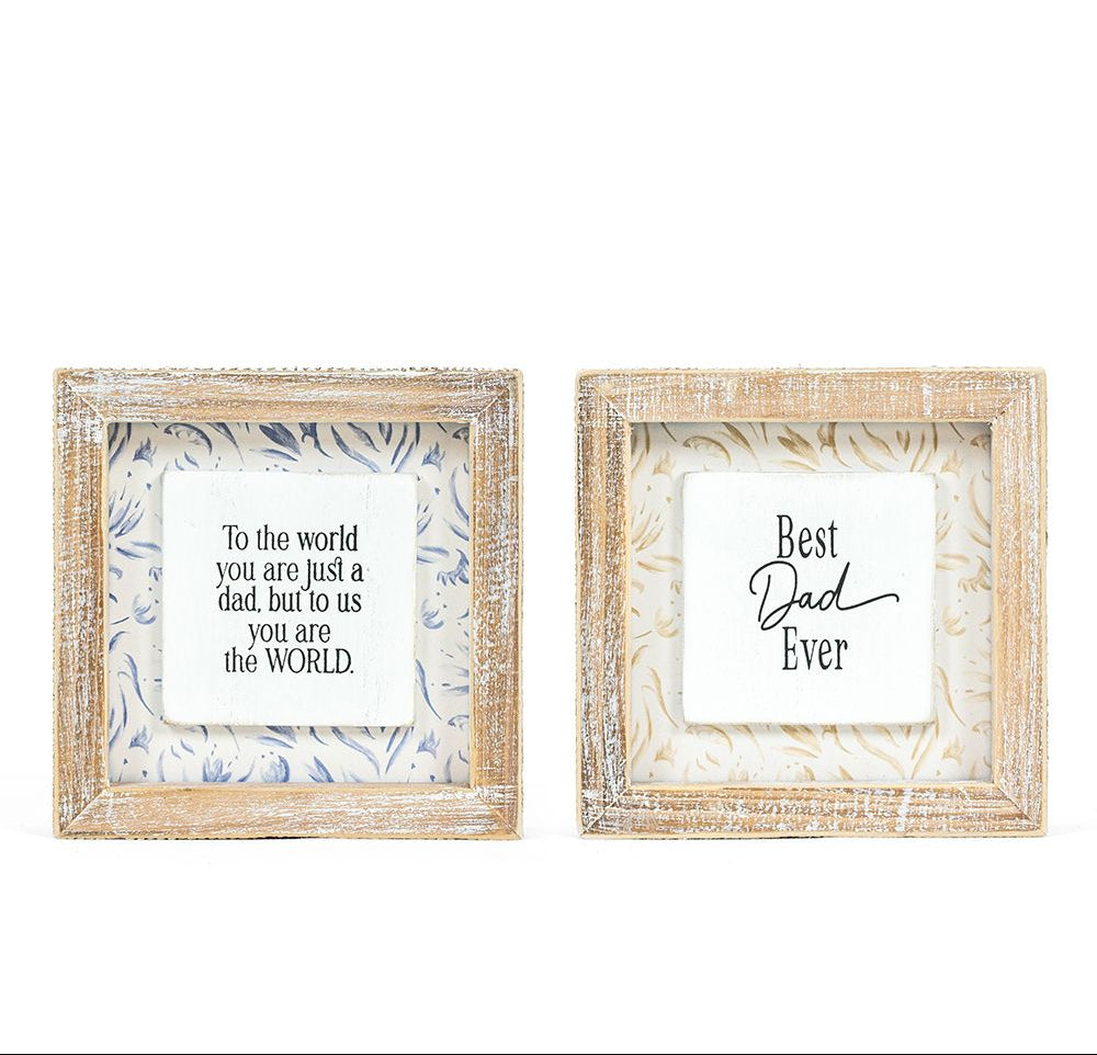 5" Reversible Wood Frame Sign - World/Dad | Father's Day Collection