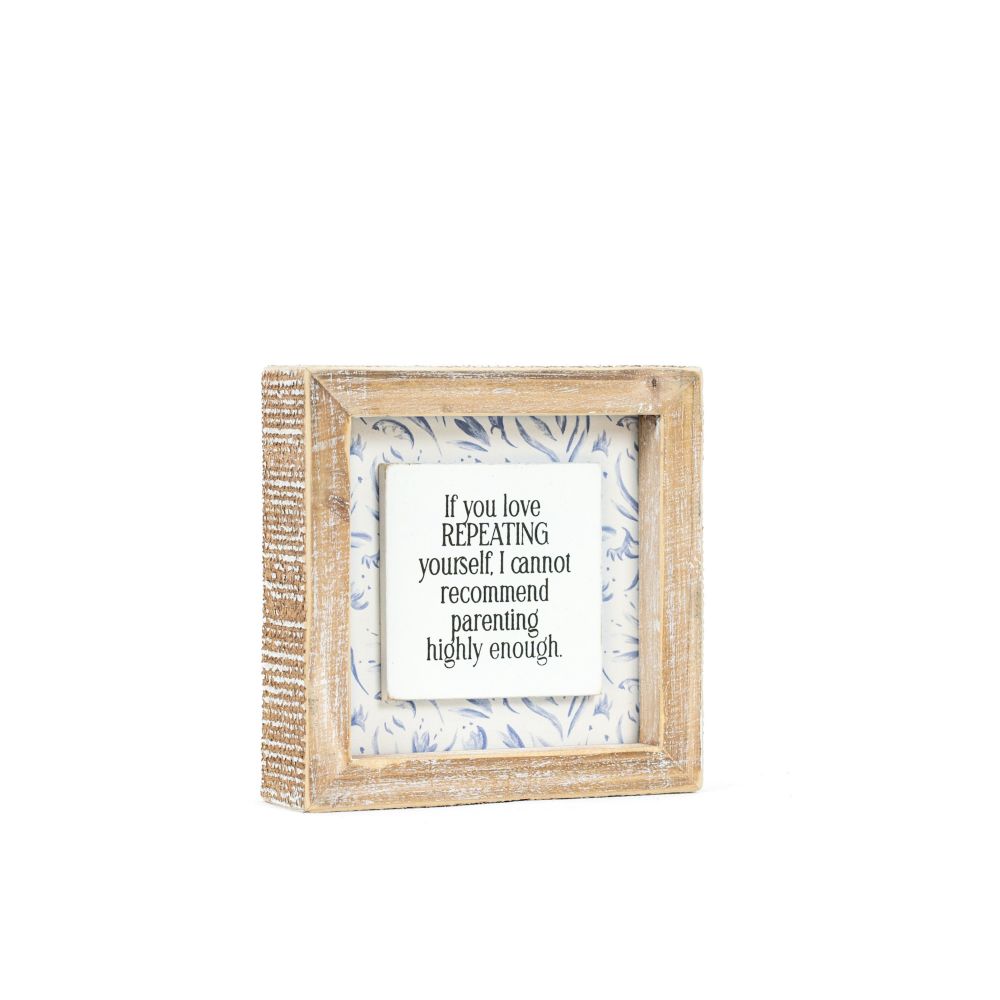 5x5x1.5 rvs wood frame sign (PARENTING/OVERTHINKS)