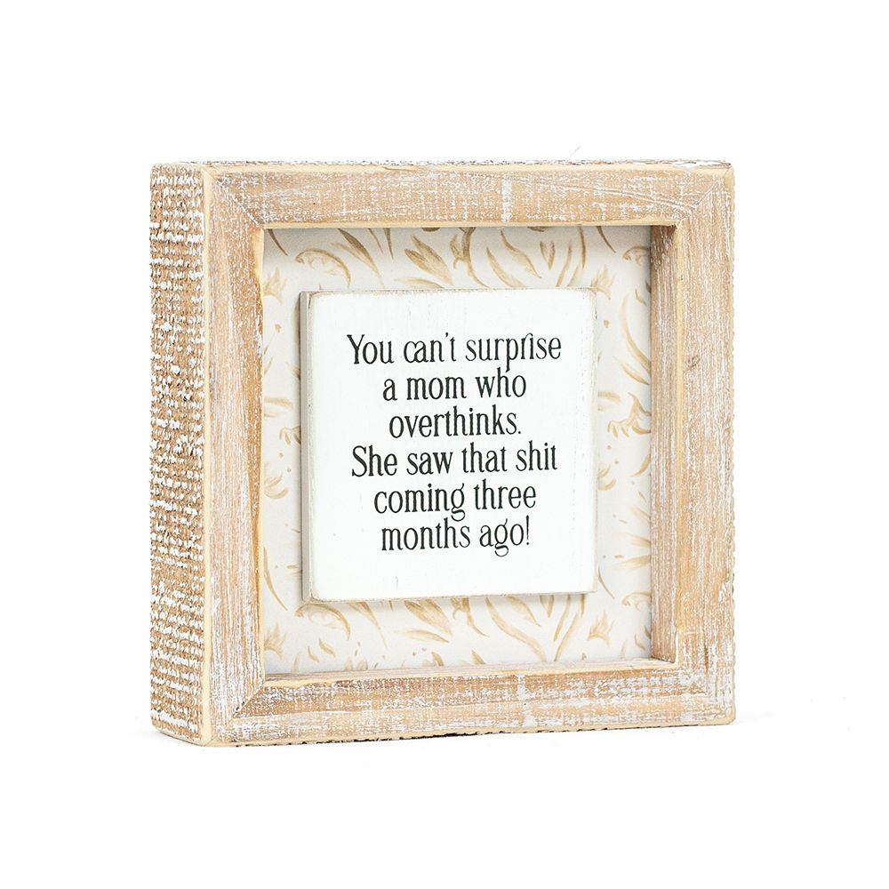 5" Reversible Wood Frame Sign - Repeat/Overthink | Mother's Day Collection