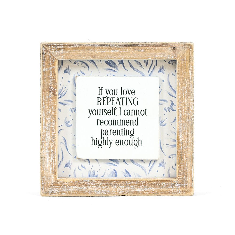 5" Reversible Wood Frame Sign - Repeat/Overthink | Mother's Day Collection