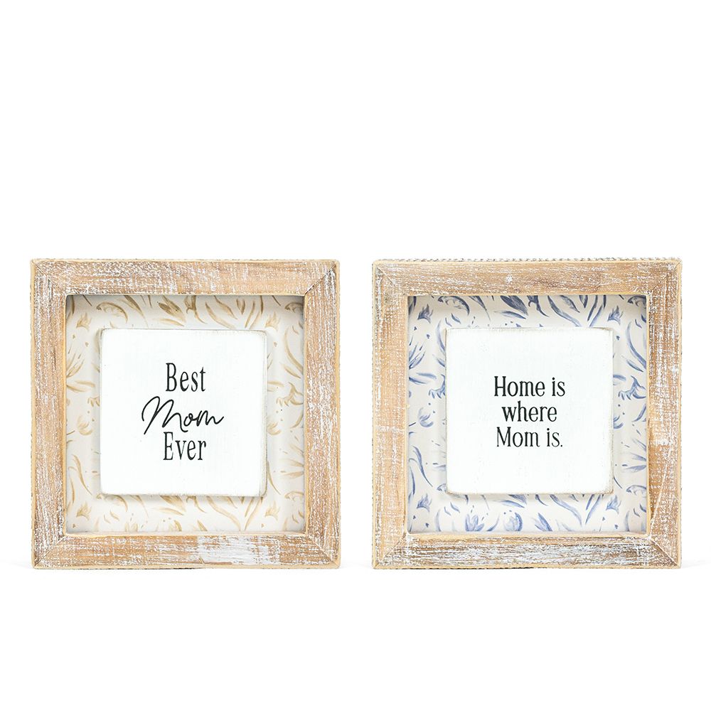 5" Reversible Wood Frame Sign - Home/Mom | Mother's Day Collection