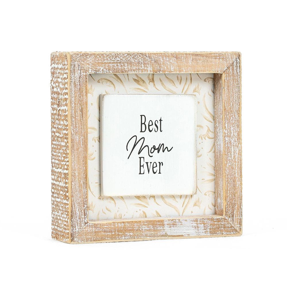 5" Reversible Wood Frame Sign - Home/Mom | Mother's Day Collection