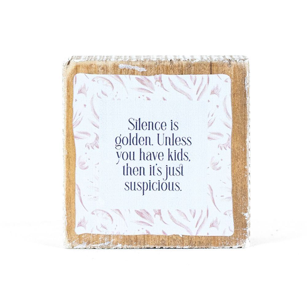 3" Reversible Wood Frame Sign - Happy/Silence | Mother's Day Collection