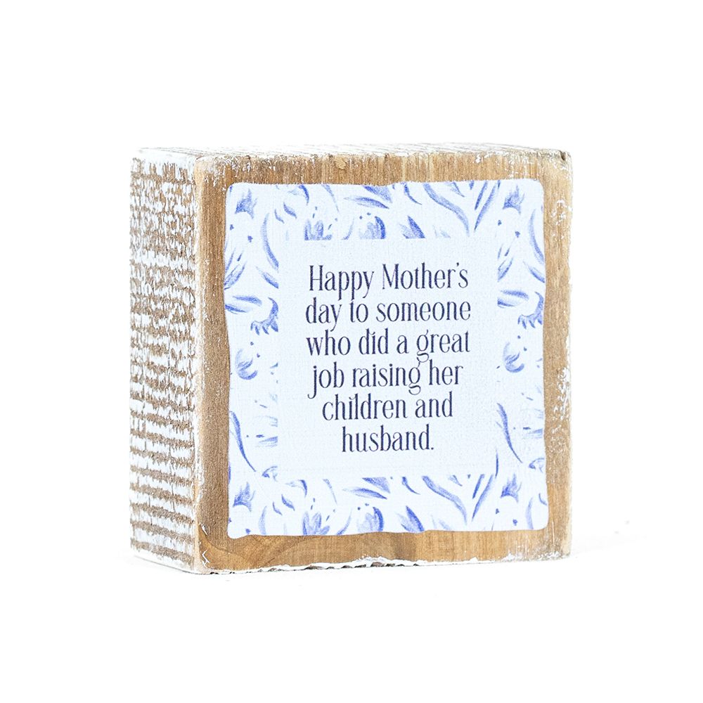 3" Reversible Wood Frame Sign - Happy/Silence | Mother's Day Collection