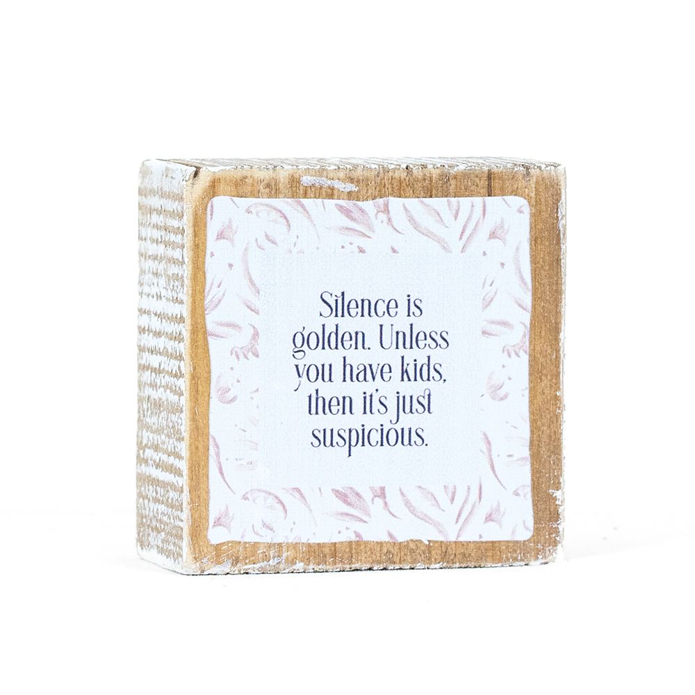 3" Reversible Wood Frame Sign - Happy/Silence | Mother's Day Collection