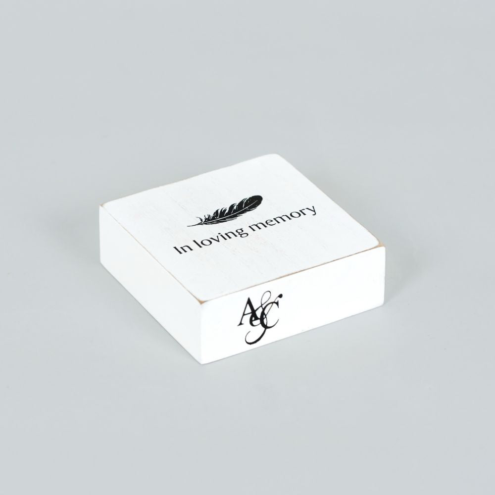 3" Wood Block - In Loving Memory | White and Black | Remember When Collection