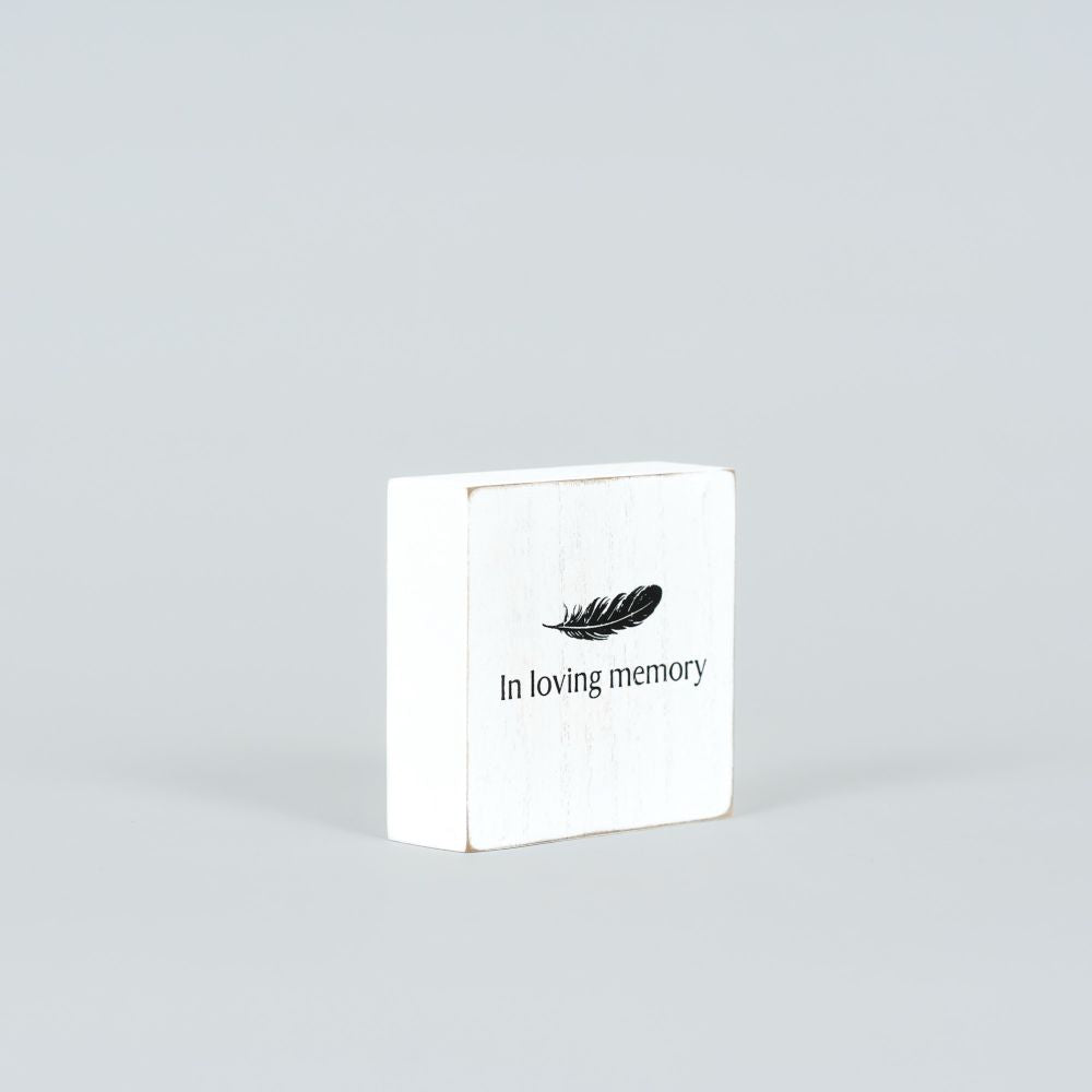 3" Wood Block - In Loving Memory | White and Black | Remember When Collection