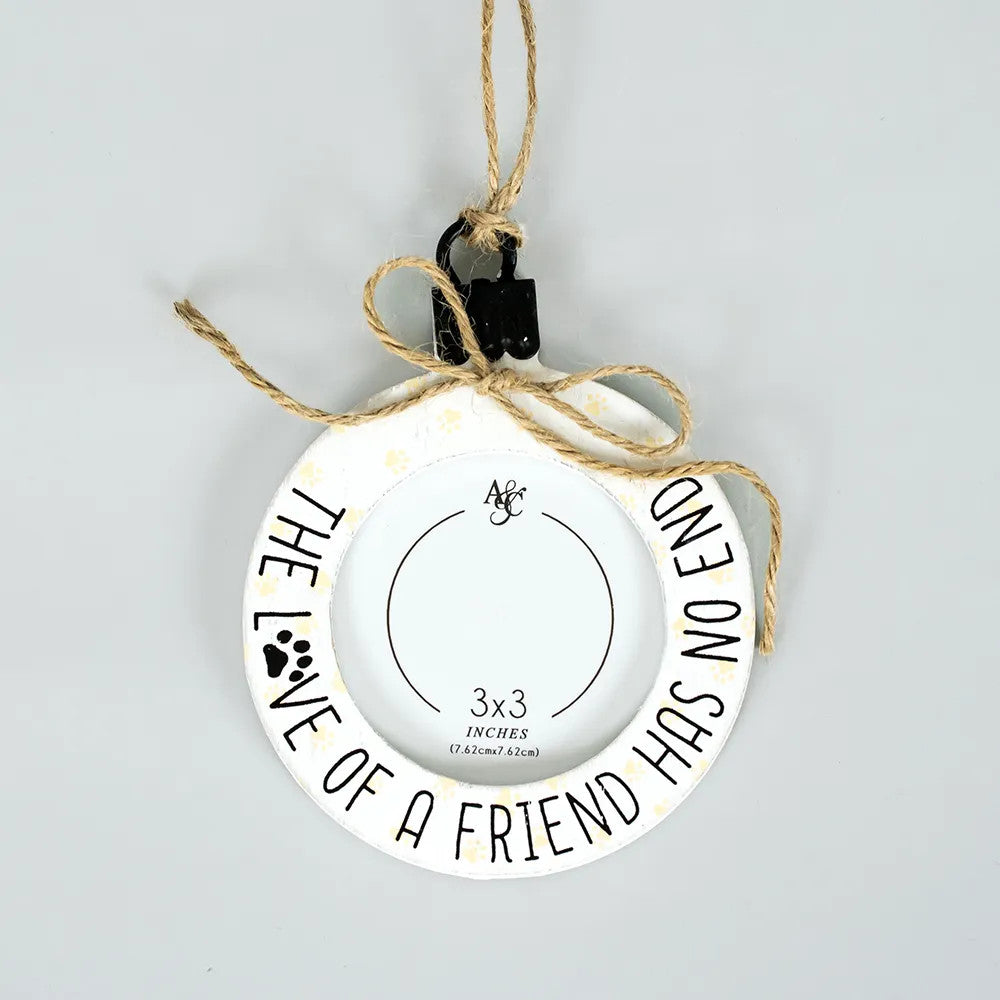4x5x.5 wood photo frame ornament (FRIEND) wh/bk