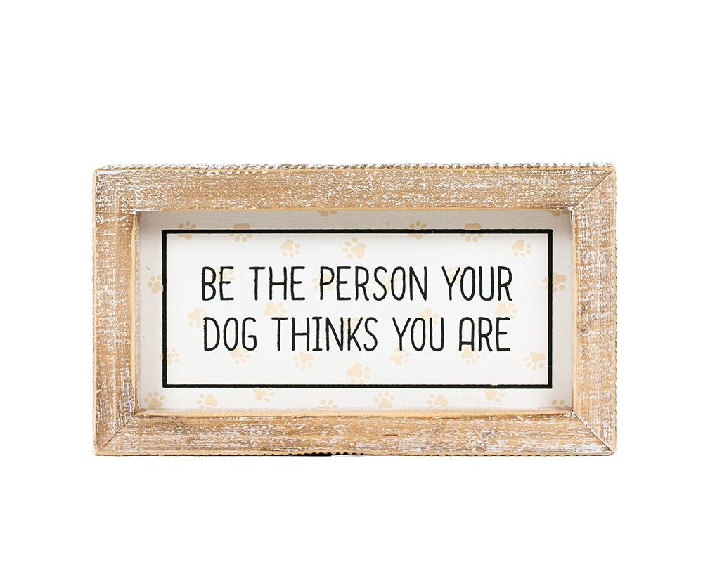 7" x 4" Reversible Wood Frame Sign - Snack/Person | Multicolor | Fur Babies Collection