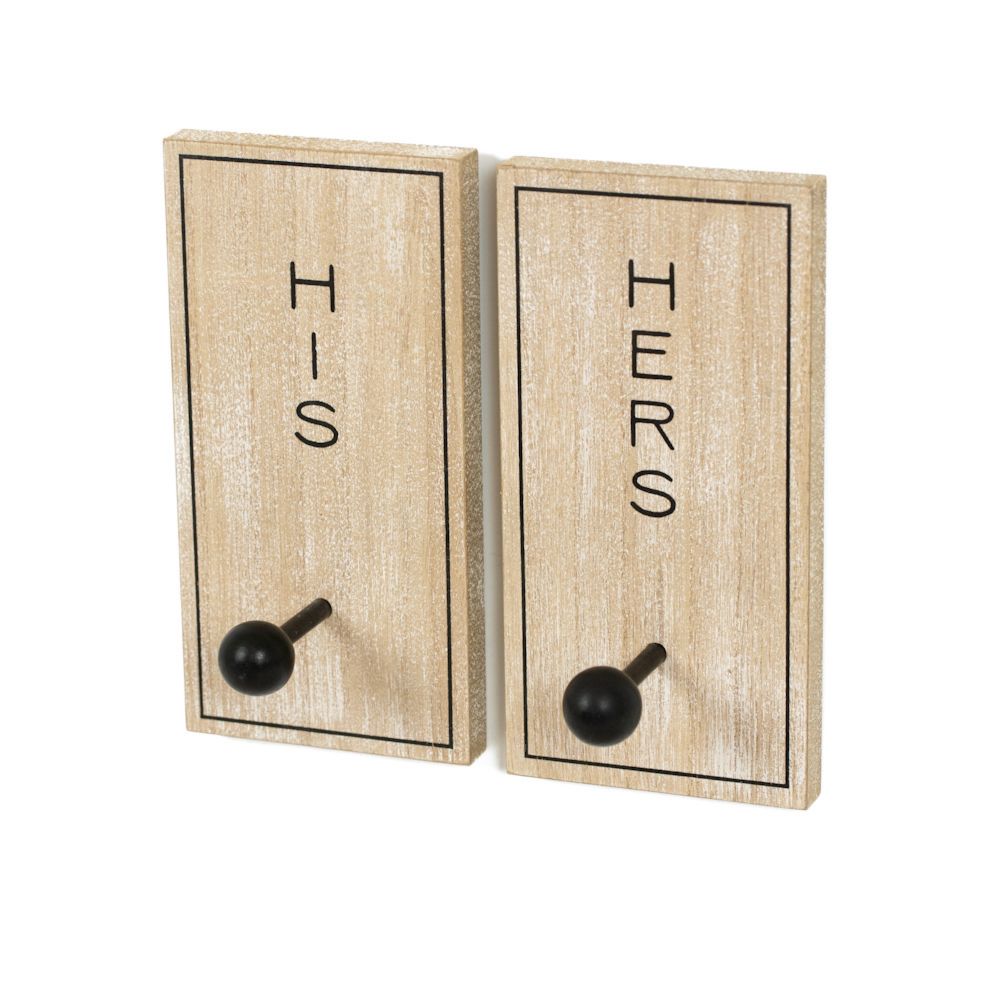 8" Wood Hook Board (Set of 2) - His and Hers | You and Me Collection