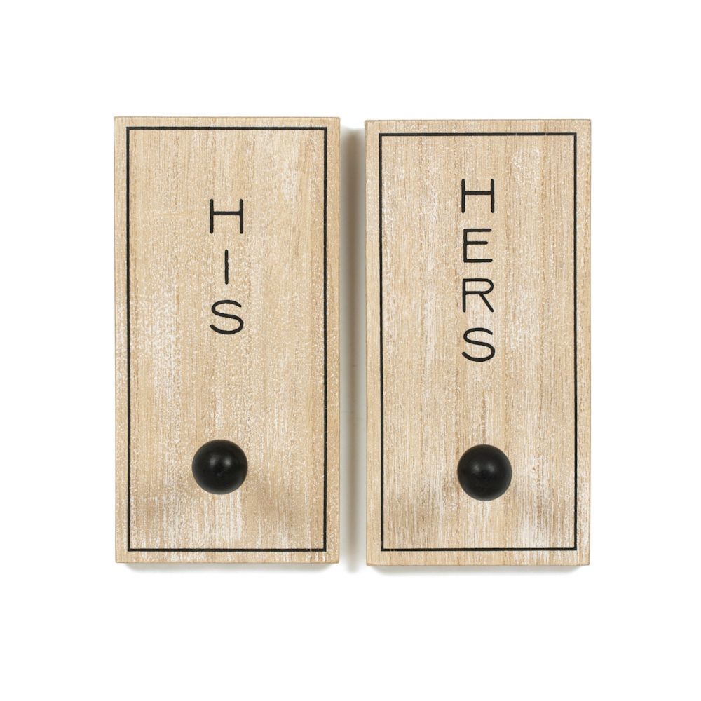 8" Wood Hook Board (Set of 2) - His and Hers | You and Me Collection
