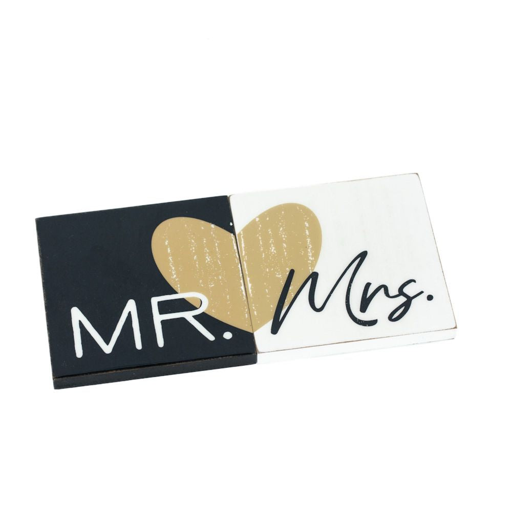 4" Wood Coaster Magnets (Set of 2) - Mr and Mrs | You and Me Collection