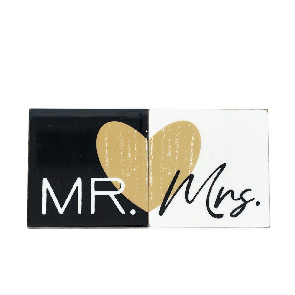 4" Wood Coaster Magnets (Set of 2) - Mr and Mrs | You and Me Collection