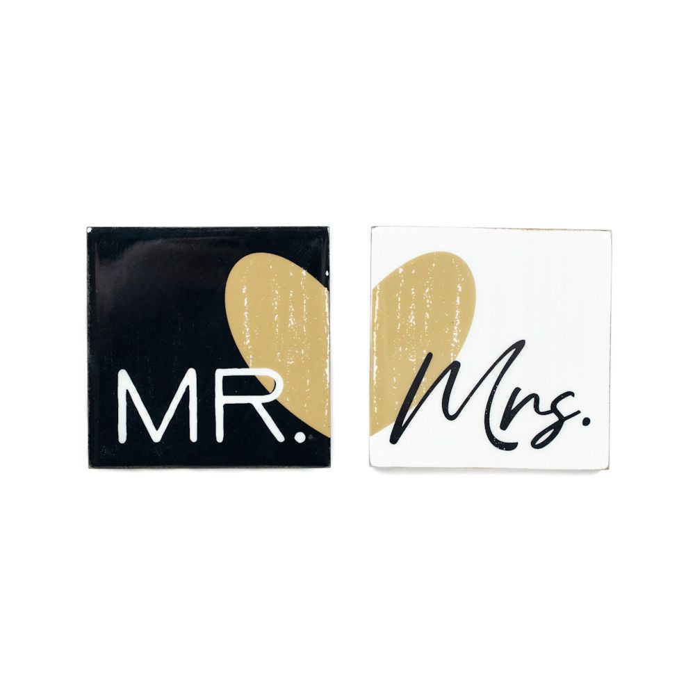 4x4x.25 wood coaster magnet s/2 (MR/MRS)