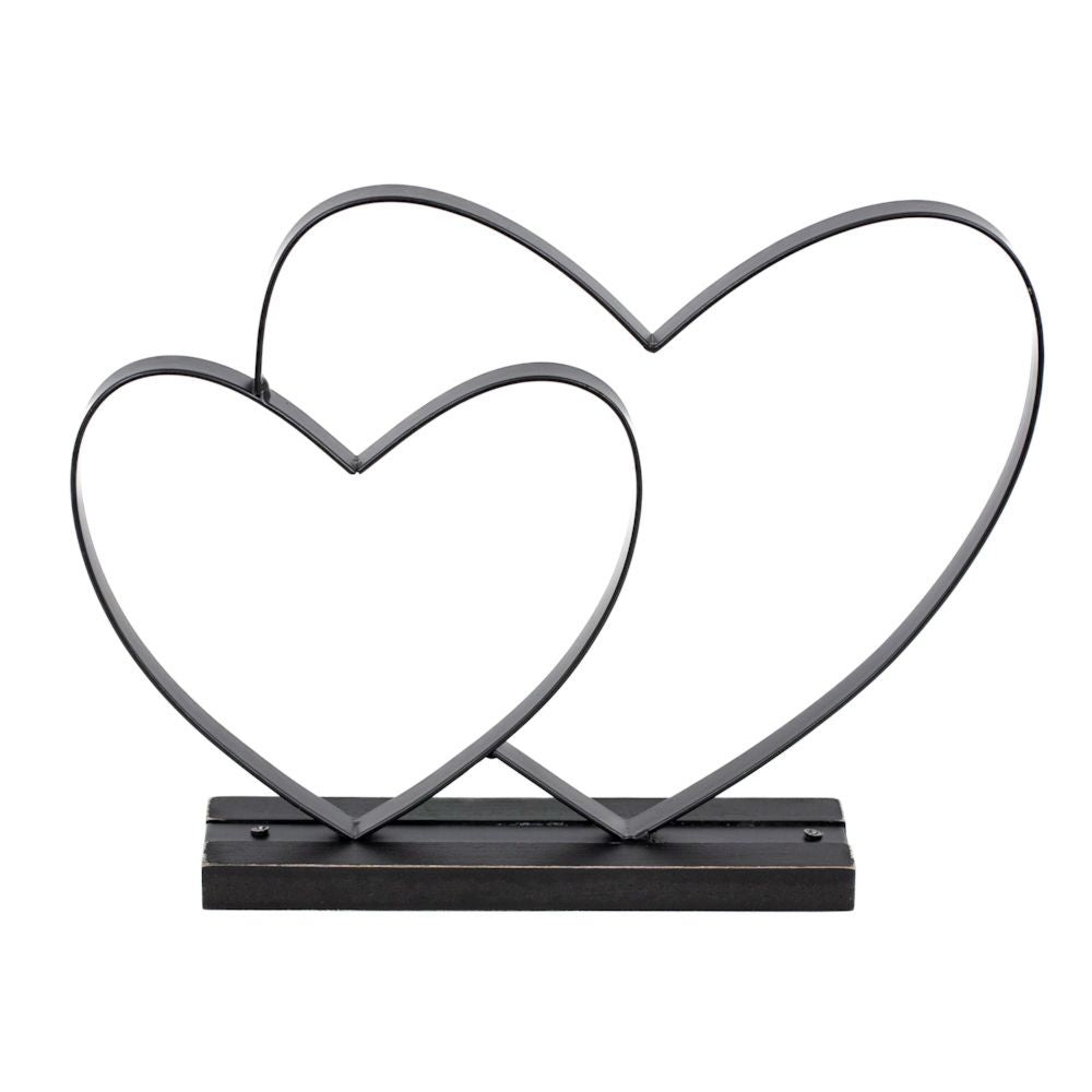 11" Metal Heart Sculpture on Stand - Black | You and Me Collection