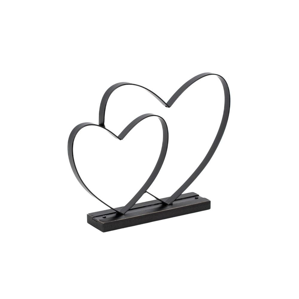 11" Metal Heart Sculpture on Stand - Black | You and Me Collection