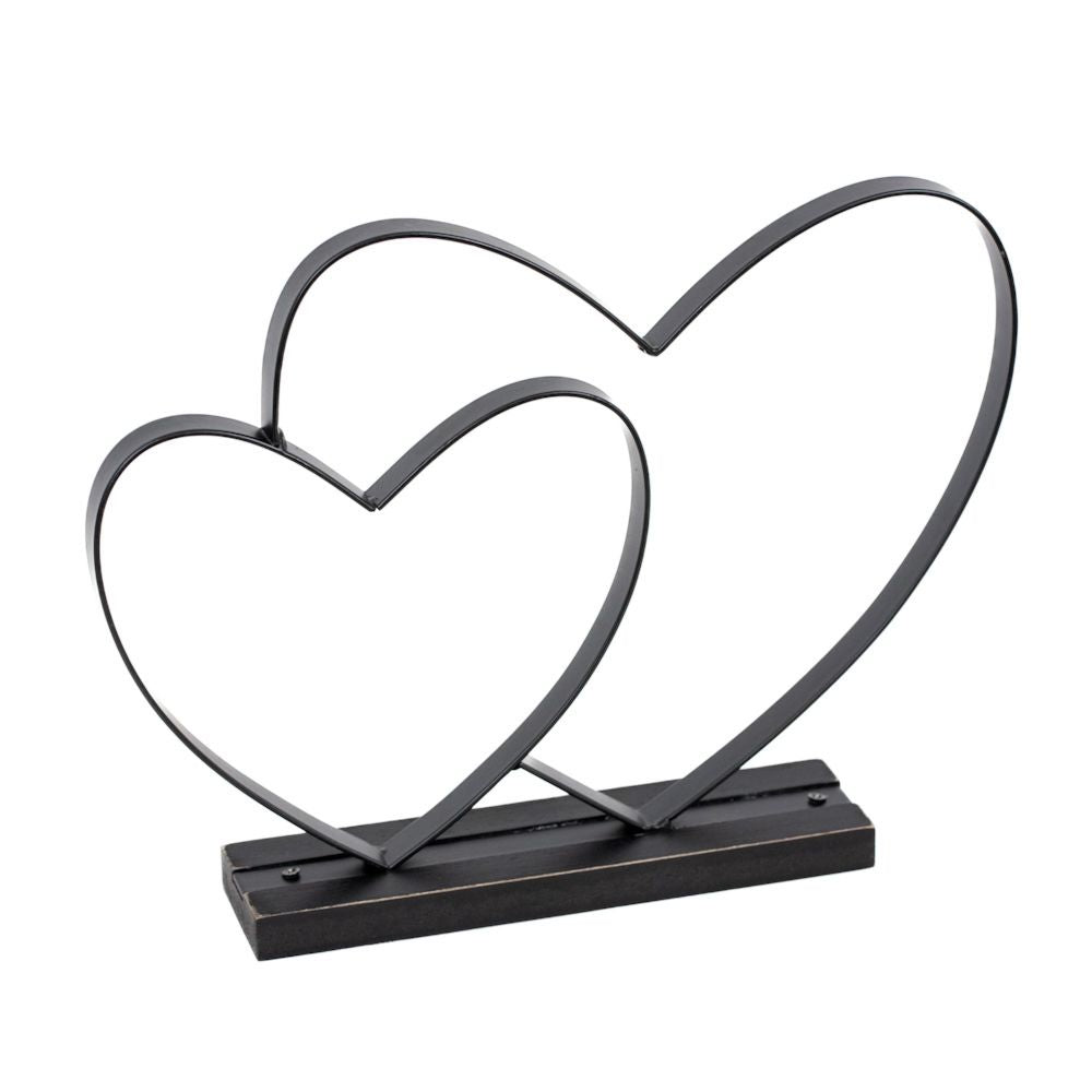 11" Metal Heart Sculpture on Stand - Black | You and Me Collection