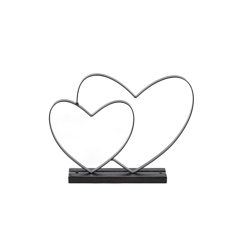 11" Metal Heart Sculpture on Stand - Black | You and Me Collection