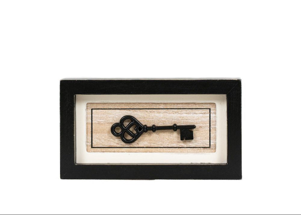 7" x 4" Reversible Wood Frame Sign - Key/Love Us | Multicolor | You and Me Collection