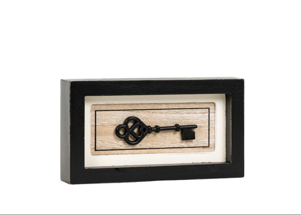 7" x 4" Reversible Wood Frame Sign - Key/Love Us | Multicolor | You and Me Collection