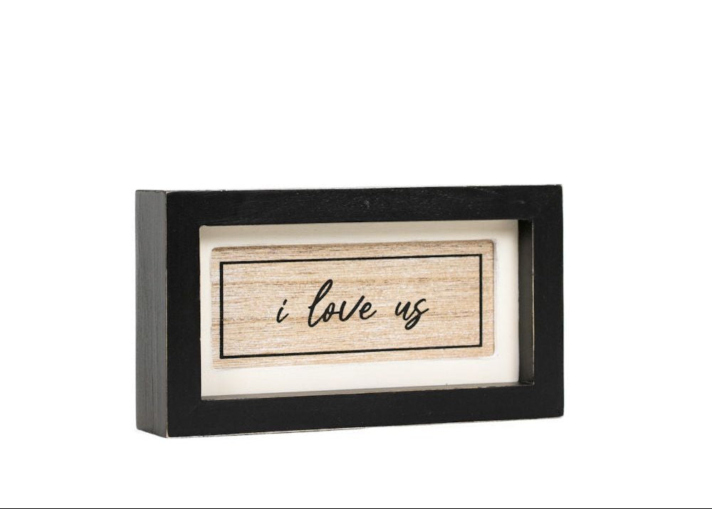 7" x 4" Reversible Wood Frame Sign - Key/Love Us | Multicolor | You and Me Collection