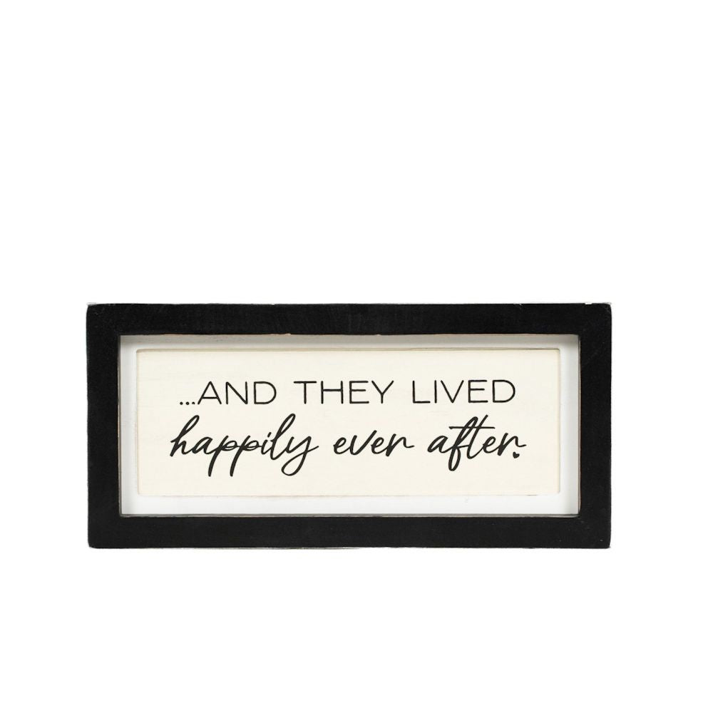 13" x 6" Reversible Wood Frame Sign - Beginning/Ever After | White and Black | You and Me Collection