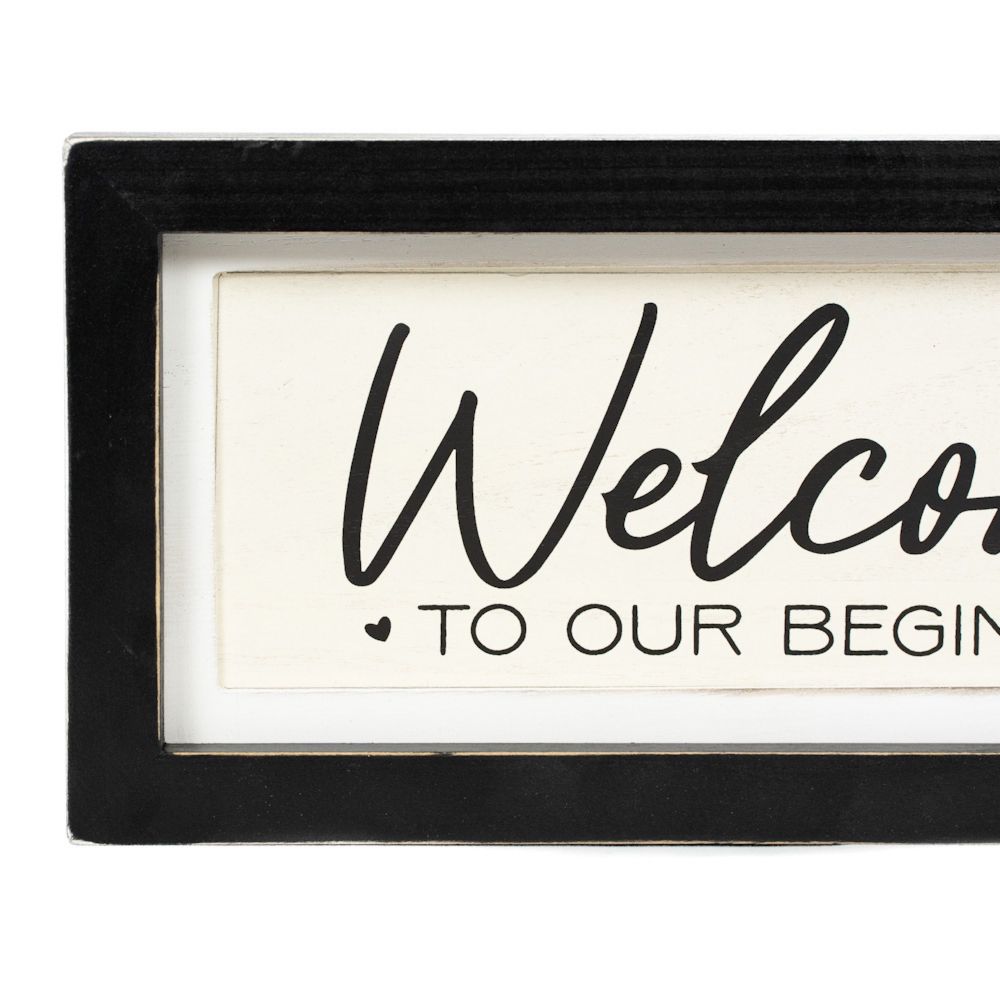 13" x 6" Reversible Wood Frame Sign - Beginning/Ever After | White and Black | You and Me Collection