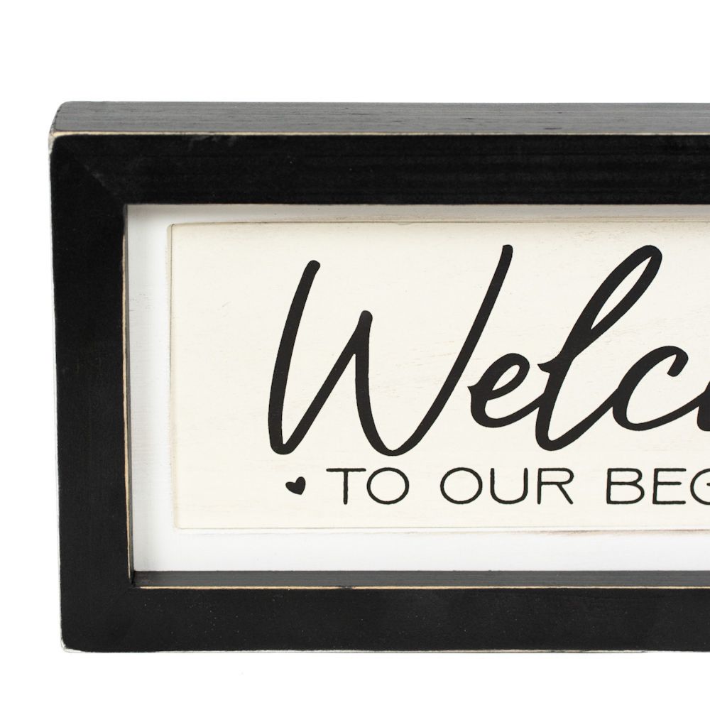 13" x 6" Reversible Wood Frame Sign - Beginning/Ever After | White and Black | You and Me Collection