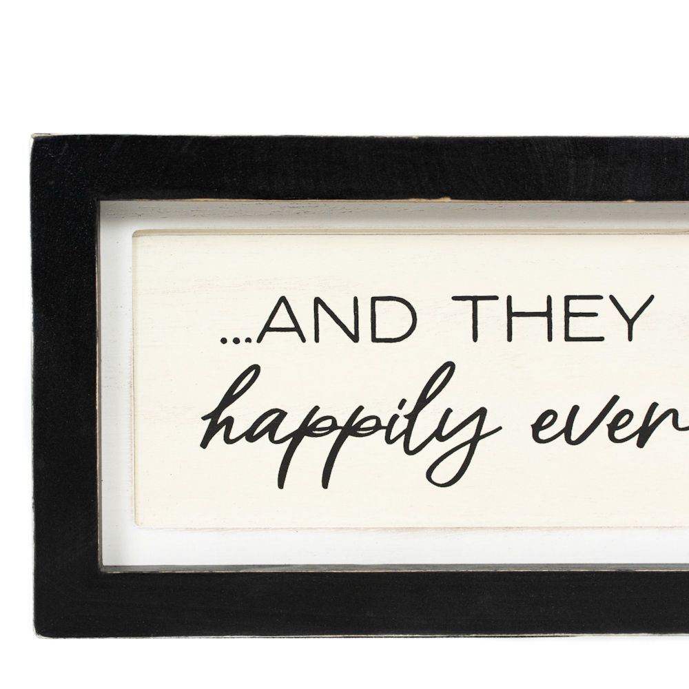 13" x 6" Reversible Wood Frame Sign - Beginning/Ever After | White and Black | You and Me Collection