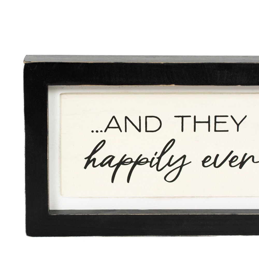 13" x 6" Reversible Wood Frame Sign - Beginning/Ever After | White and Black | You and Me Collection