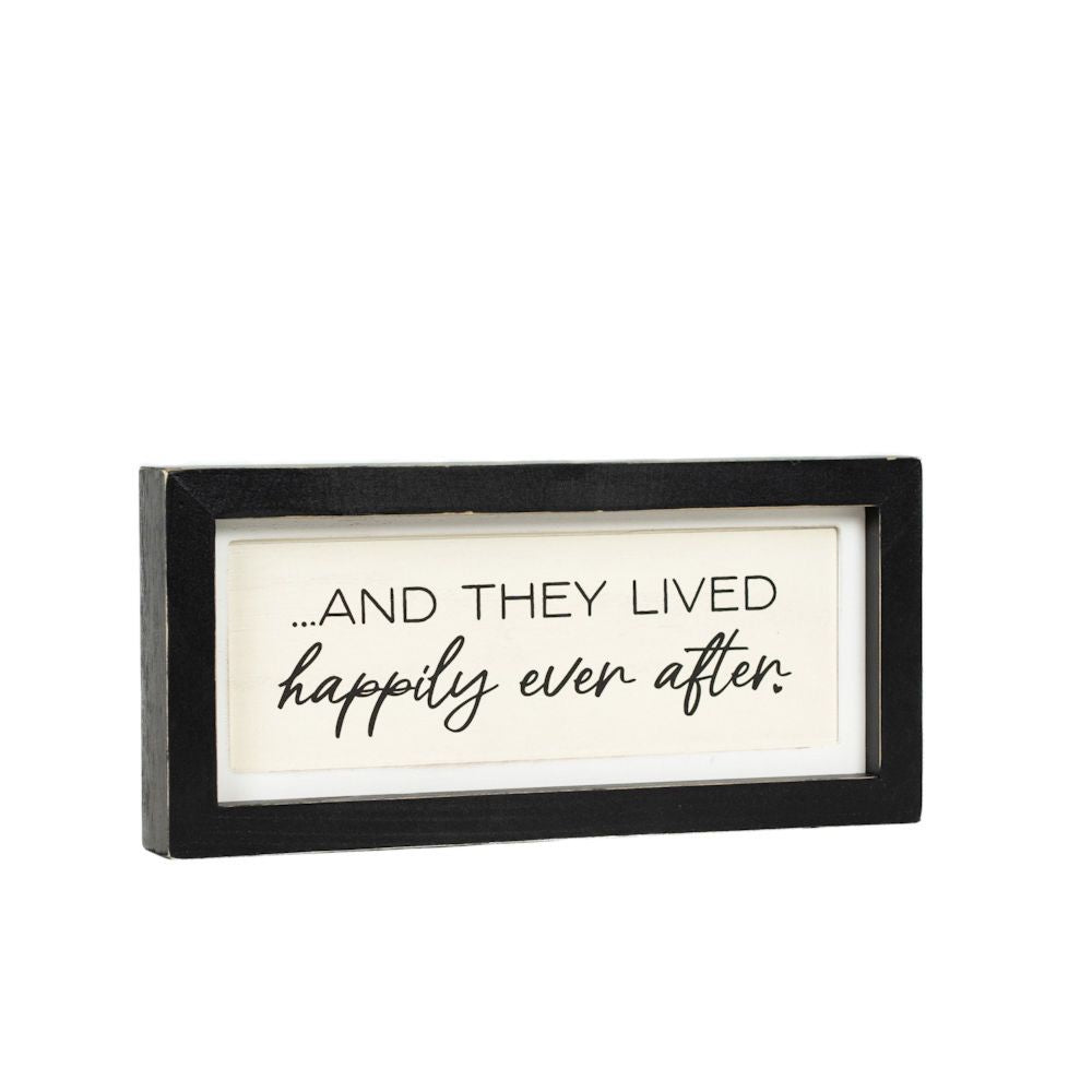 13" x 6" Reversible Wood Frame Sign - Beginning/Ever After | White and Black | You and Me Collection