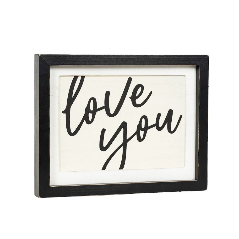 13" x 10" Reversible Wood Frame Sign - Love You and Always You | White and Black | You and Me Collection
