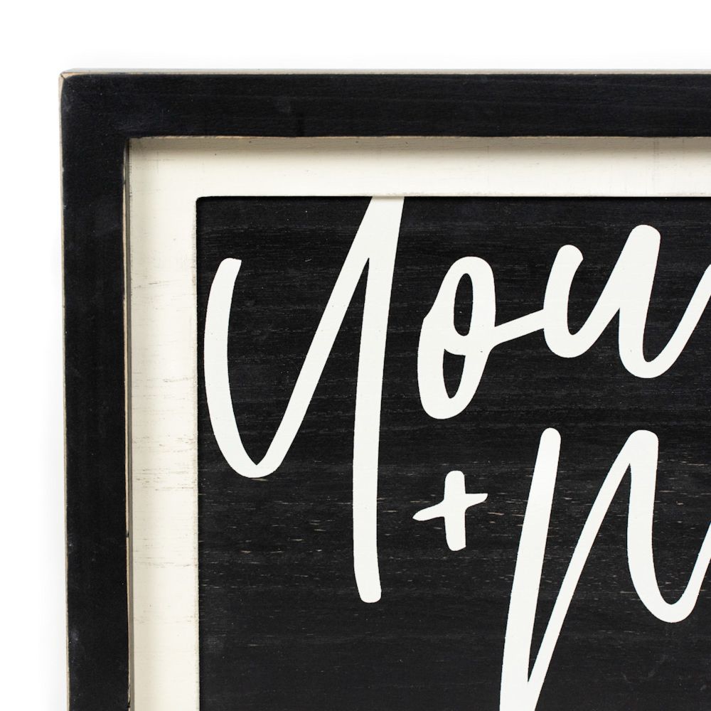 13" x 10" Reversible Wood Frame Sign - Love is the Key/You + Me | White and Black | You and Me Collection